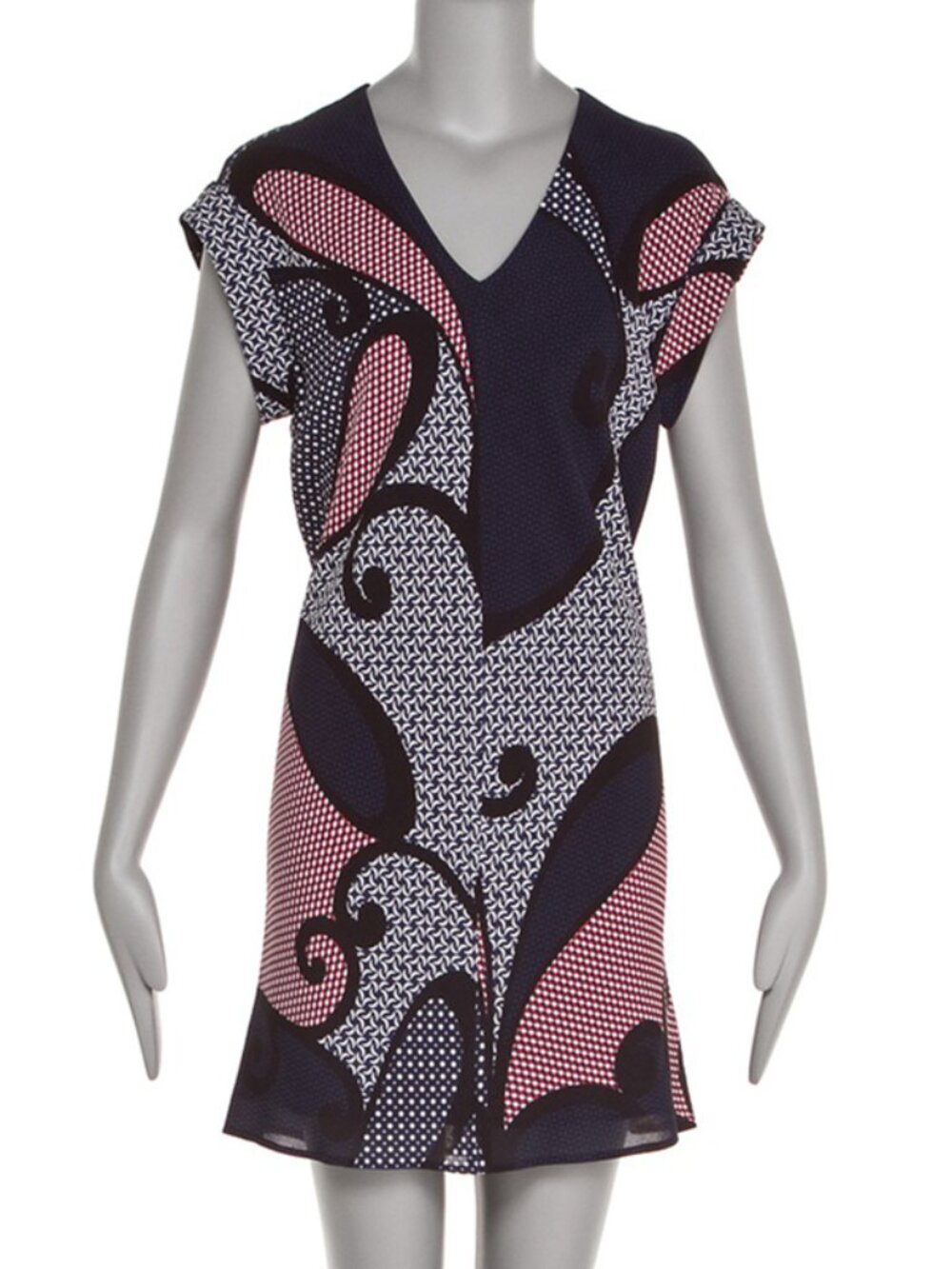 NWT Theory GYDALIA Navy Geometric Print Silk Tunic Dress SIZE P